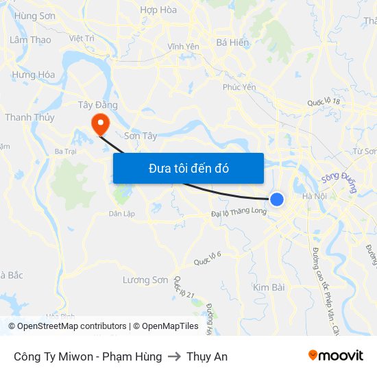 Công Ty Miwon - Phạm Hùng to Thụy An map