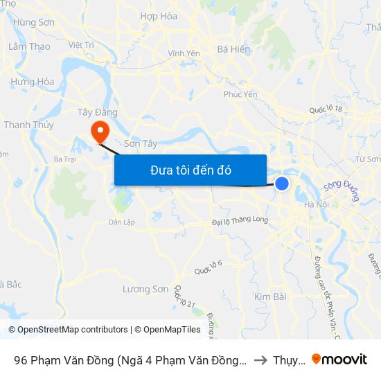96 Phạm Văn Đồng (Ngã 4 Phạm Văn Đồng - Xuân Đỉnh) to Thụy An map