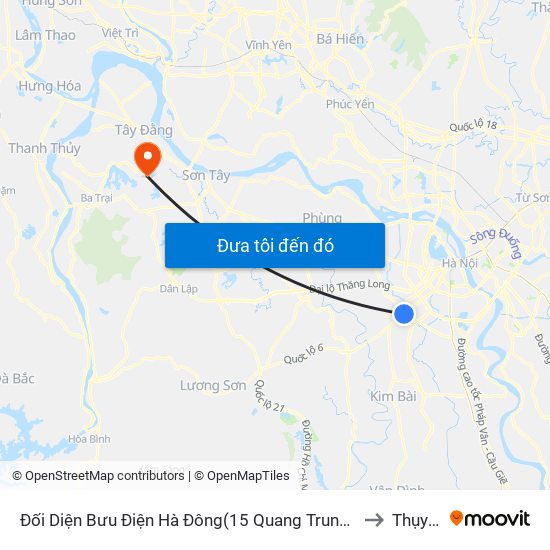 Đối Diện Bưu Điện Hà Đông(15 Quang Trung Hà Đông) to Thụy An map