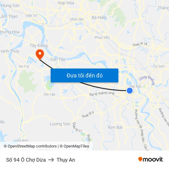 Số 94 Ô Chợ Dừa to Thụy An map