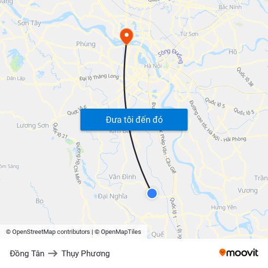 Đồng Tân to Thụy Phương map