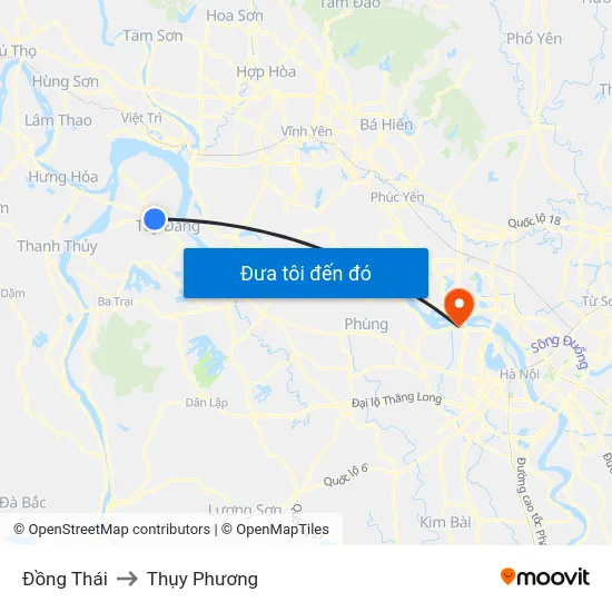 Đồng Thái to Thụy Phương map