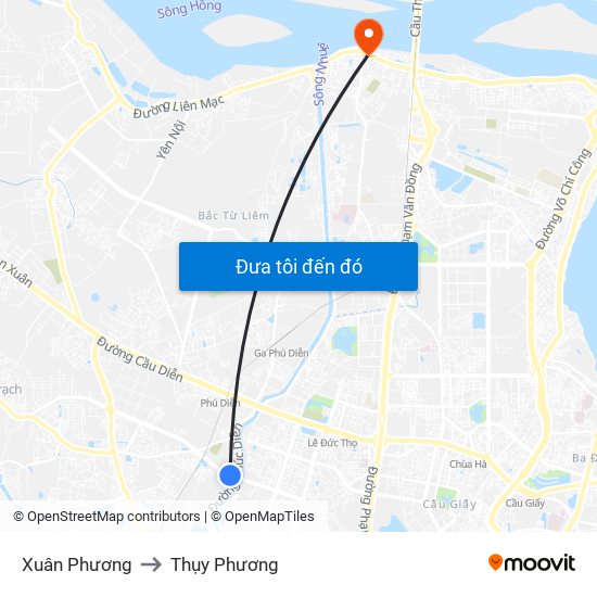 Xuân Phương to Thụy Phương map