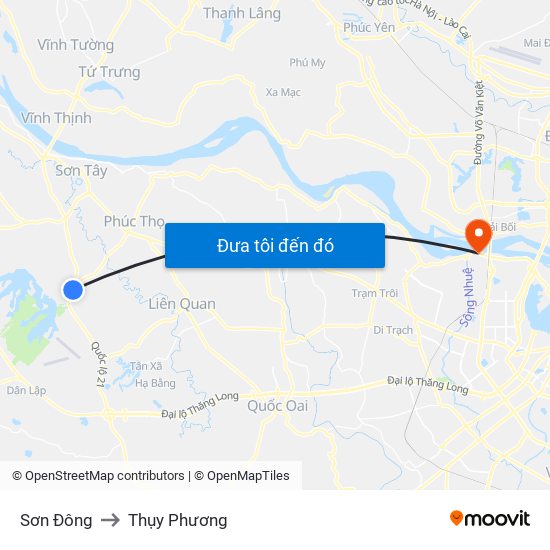 Sơn Đông to Thụy Phương map