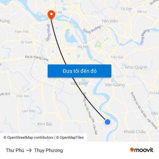 Thư Phú to Thụy Phương map