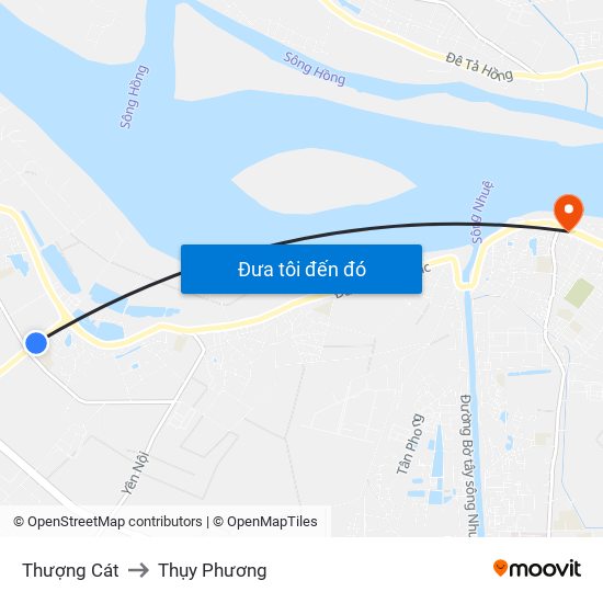 Thượng Cát to Thụy Phương map