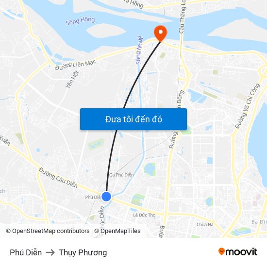 Phú Diễn to Thụy Phương map