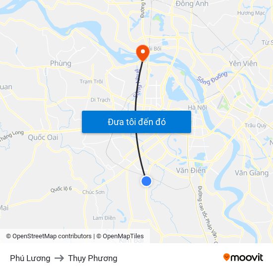 Phú Lương to Thụy Phương map