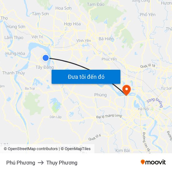 Phú Phương to Thụy Phương map