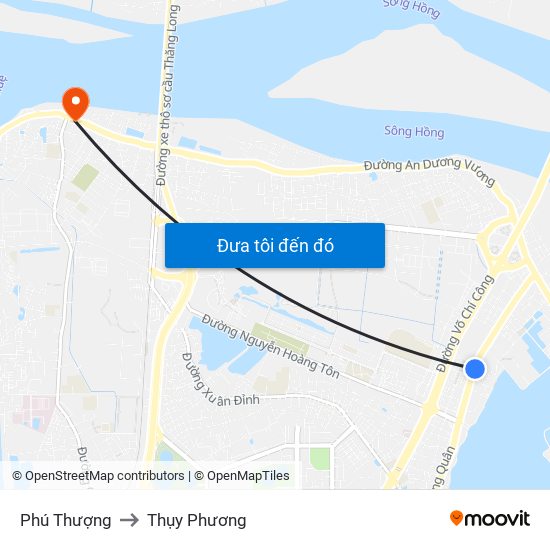 Phú Thượng to Thụy Phương map