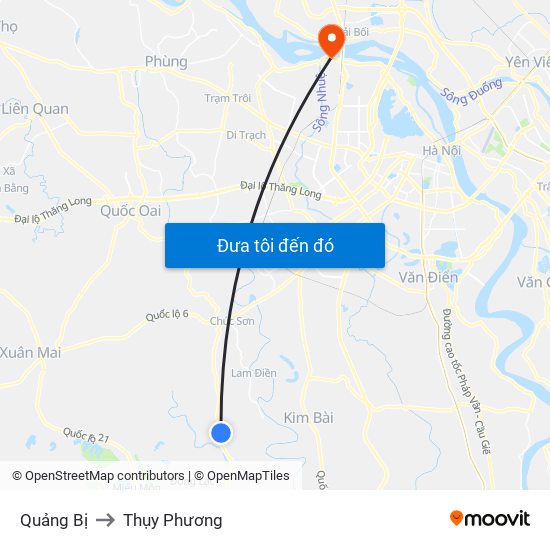 Quảng Bị to Thụy Phương map