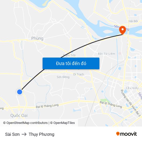 Sài Sơn to Thụy Phương map