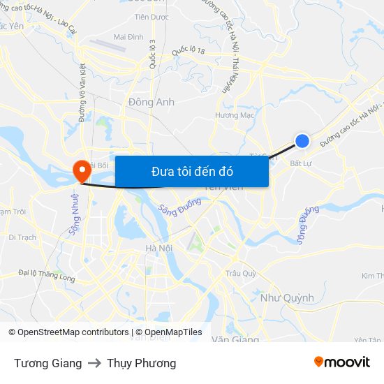 Tương Giang to Thụy Phương map