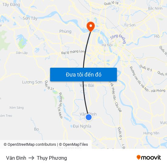 Vân Đình to Thụy Phương map