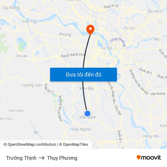 Trường Thịnh to Thụy Phương map