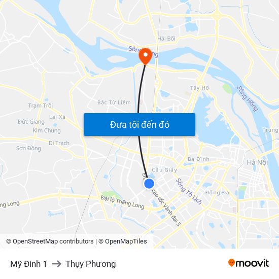 Mỹ Đình 1 to Thụy Phương map