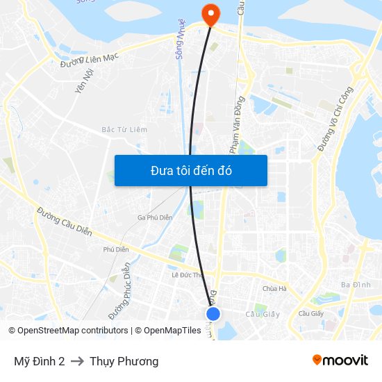 Mỹ Đình 2 to Thụy Phương map