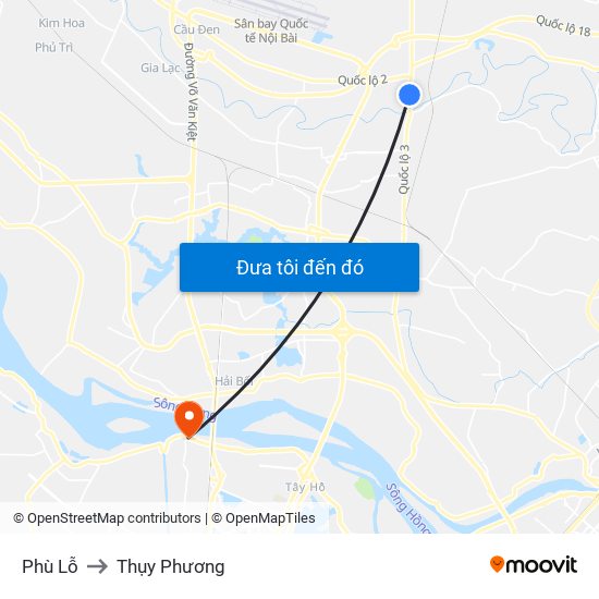 Phù Lỗ to Thụy Phương map