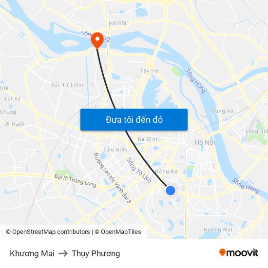 Khương Mai to Thụy Phương map