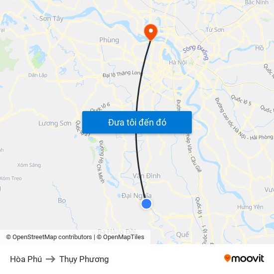 Hòa Phú to Thụy Phương map