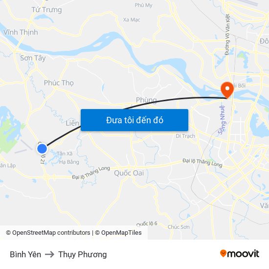 Bình Yên to Thụy Phương map