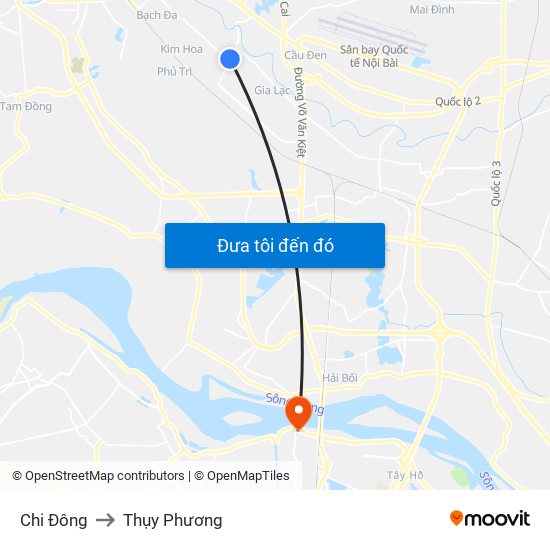Chi Đông to Thụy Phương map