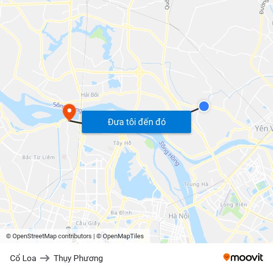 Cổ Loa to Thụy Phương map
