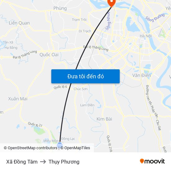 Xã Đồng Tâm to Thụy Phương map