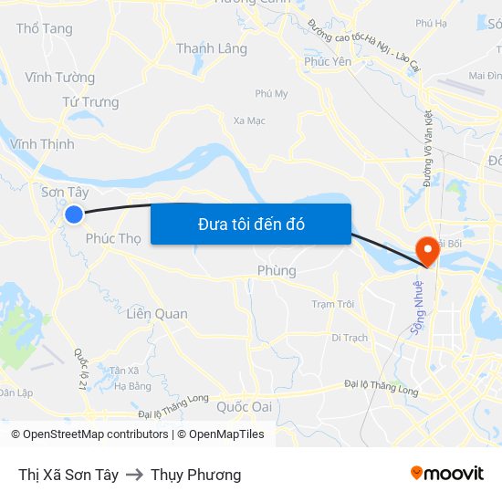 Thị Xã Sơn Tây to Thụy Phương map