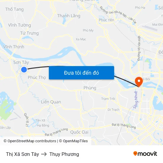 Thị Xã Sơn Tây to Thụy Phương map