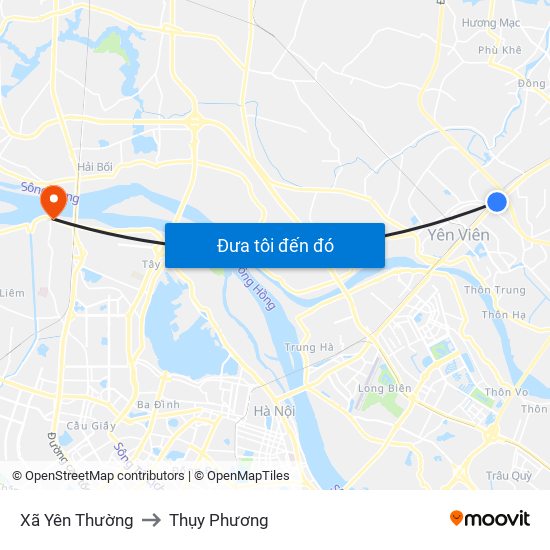 Xã Yên Thường to Thụy Phương map