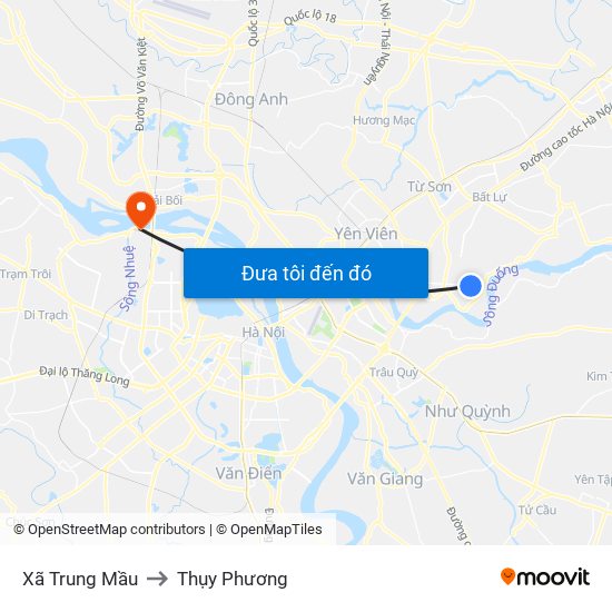 Xã Trung Mầu to Thụy Phương map