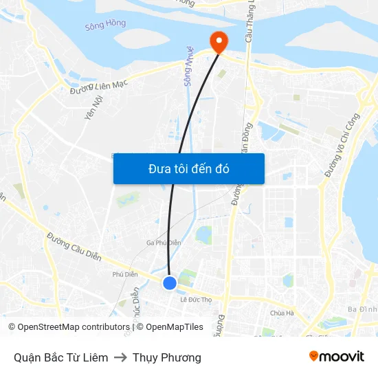 Quận Bắc Từ Liêm to Thụy Phương map