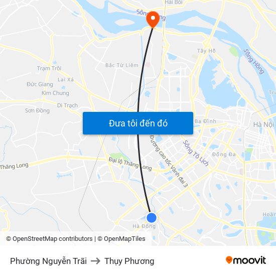 Phường Nguyễn Trãi to Thụy Phương map