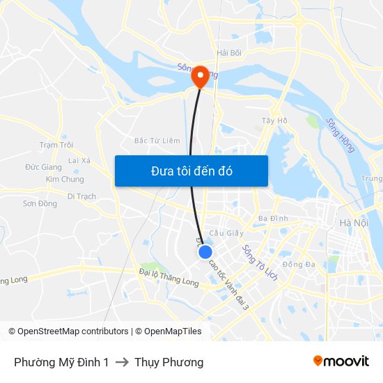 Phường Mỹ Đình 1 to Thụy Phương map