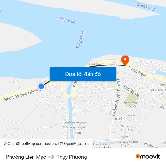 Phường Liên Mạc to Thụy Phương map