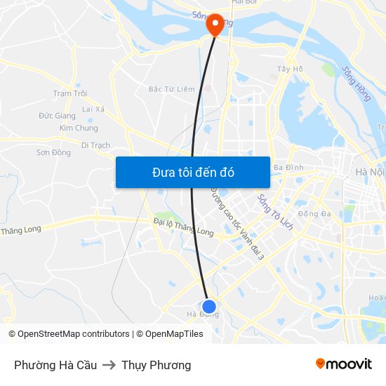 Phường Hà Cầu to Thụy Phương map