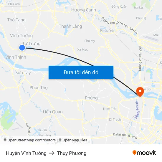 Huyện Vĩnh Tường to Thụy Phương map