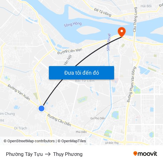 Phường Tây Tựu to Thụy Phương map