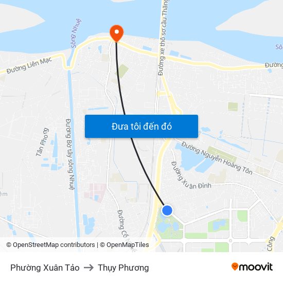 Phường Xuân Tảo to Thụy Phương map