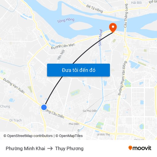 Phường Minh Khai to Thụy Phương map