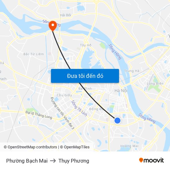 Phường Bạch Mai to Thụy Phương map