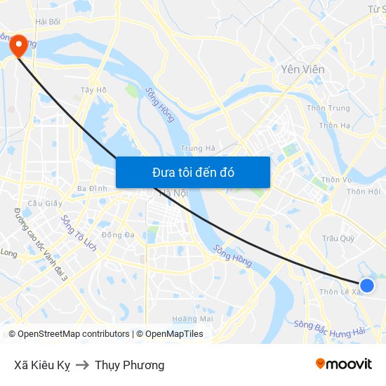 Xã Kiêu Kỵ to Thụy Phương map