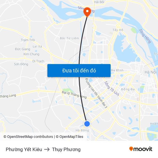 Phường Yết Kiêu to Thụy Phương map