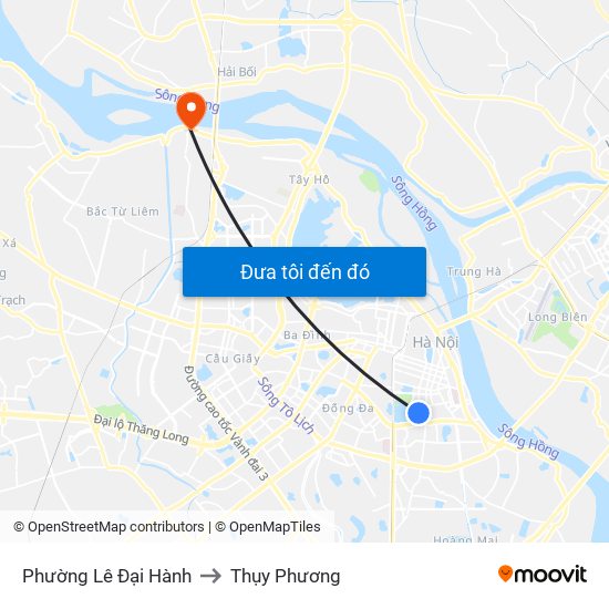 Phường Lê Đại Hành to Thụy Phương map