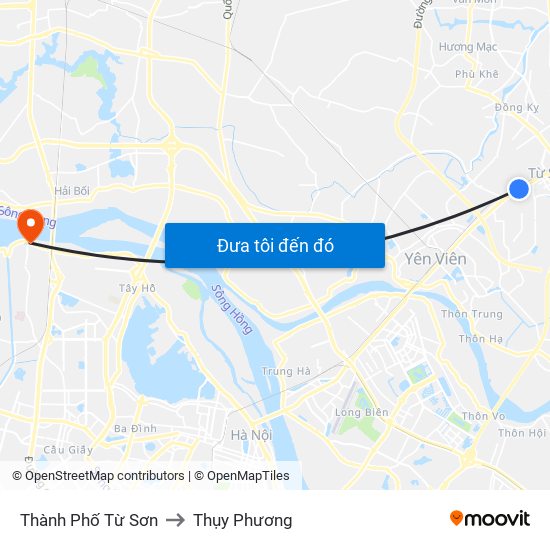 Thành Phố Từ Sơn to Thụy Phương map