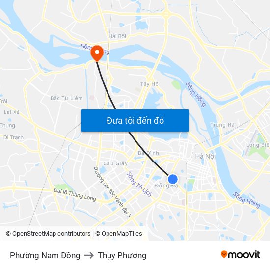 Phường Nam Đồng to Thụy Phương map