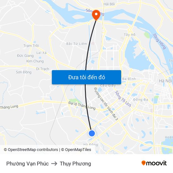 Phường Vạn Phúc to Thụy Phương map