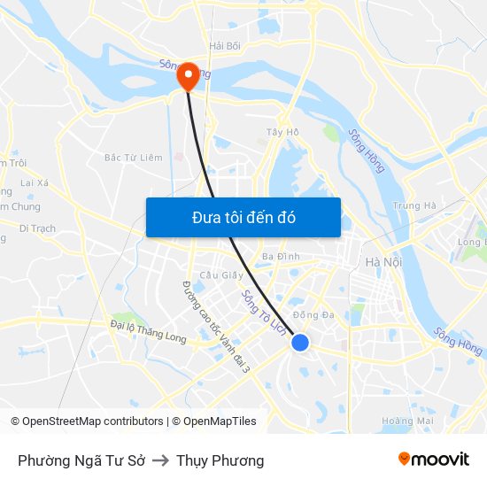 Phường Ngã Tư Sở to Thụy Phương map