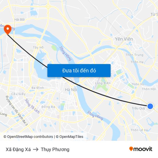 Xã Đặng Xá to Thụy Phương map